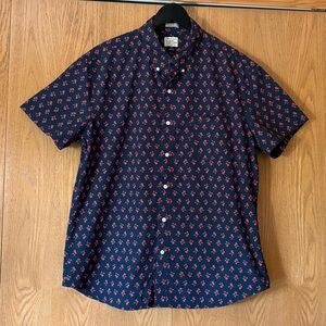 J. Crew Blue and Red Floral Button Down Shirt